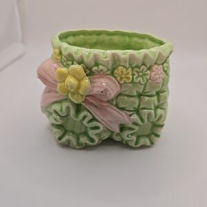 Vintage Vagon Planter Rubens Original Pastel Green Japan Nursery Trinket Holder